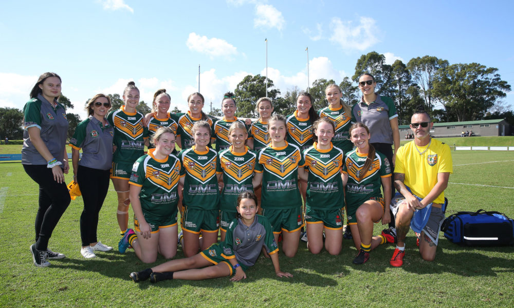 The Wyong Roos play Woy Woy Roosters in Round 2 of the Ladies League Tag Central Coast Rugby League Division at Morry Breen Oval on 14th of April, 2019 in Kanwal, NSW Australia. (Photo by Paul Barkley/LookPro)